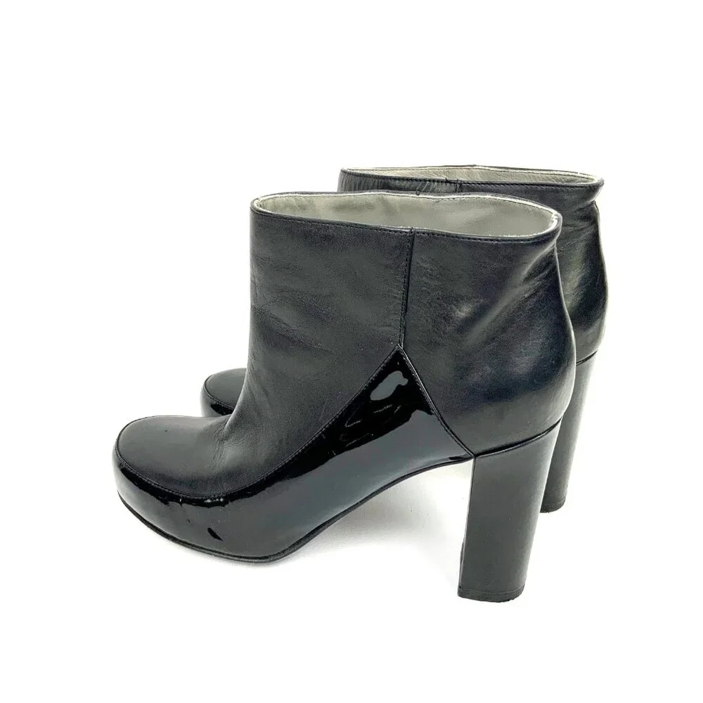Jil Sander Navy Line Black Mix Leather Ankle Slip-OnBoots Sz 8 - Picture 9 of 16
